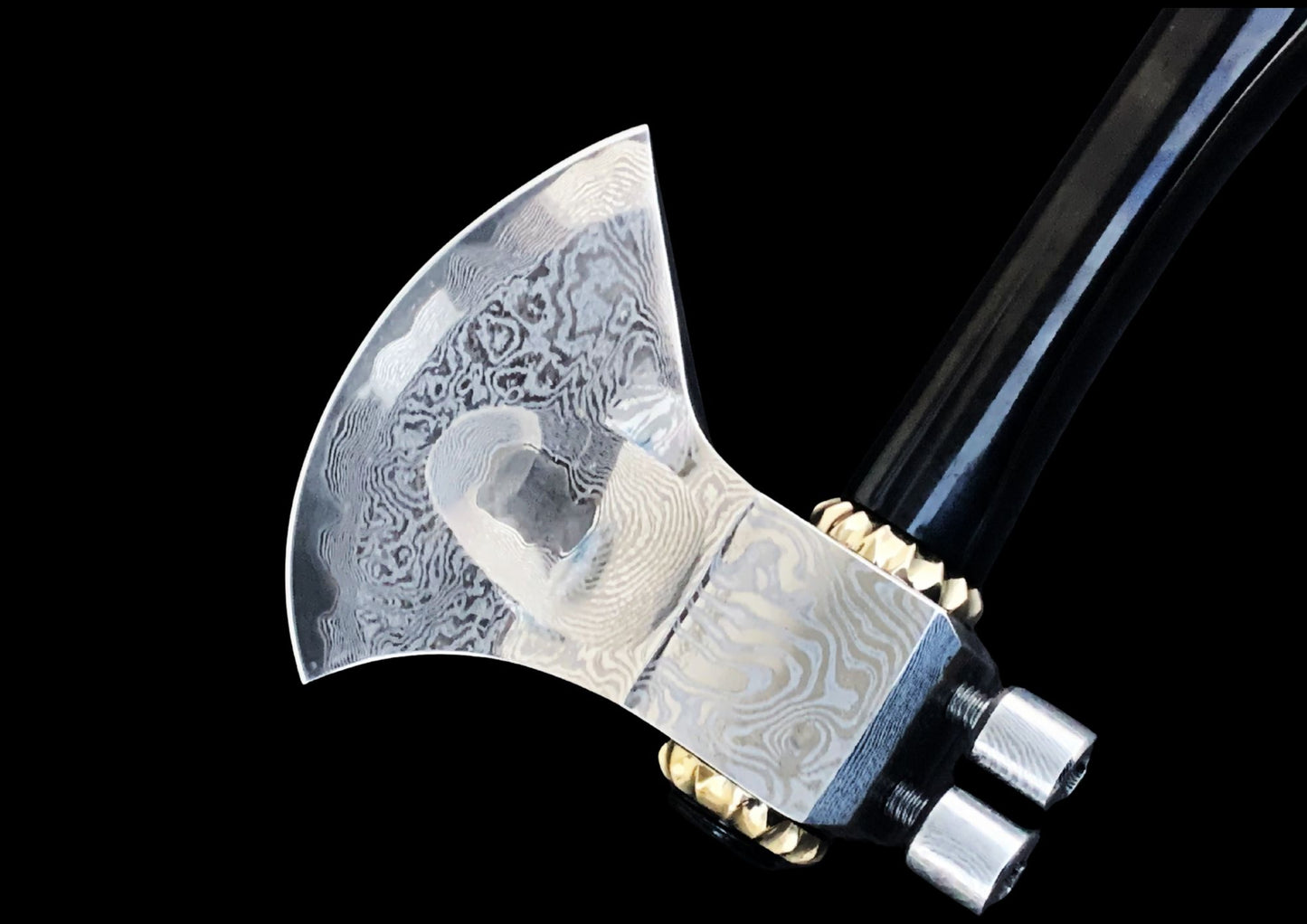 Hand Forged VG10 Damascus Camping Axe with Black Coated TC4 Titanium Handle — Limited Edition