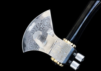 Hand Forged VG10 Damascus Camping Axe with Black Coated TC4 Titanium Handle — Limited Edition