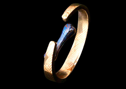Hand Forged Hand Twist Cuff Bracelet – Mokume Gane | Mokuti | Timascus | SS Damascus