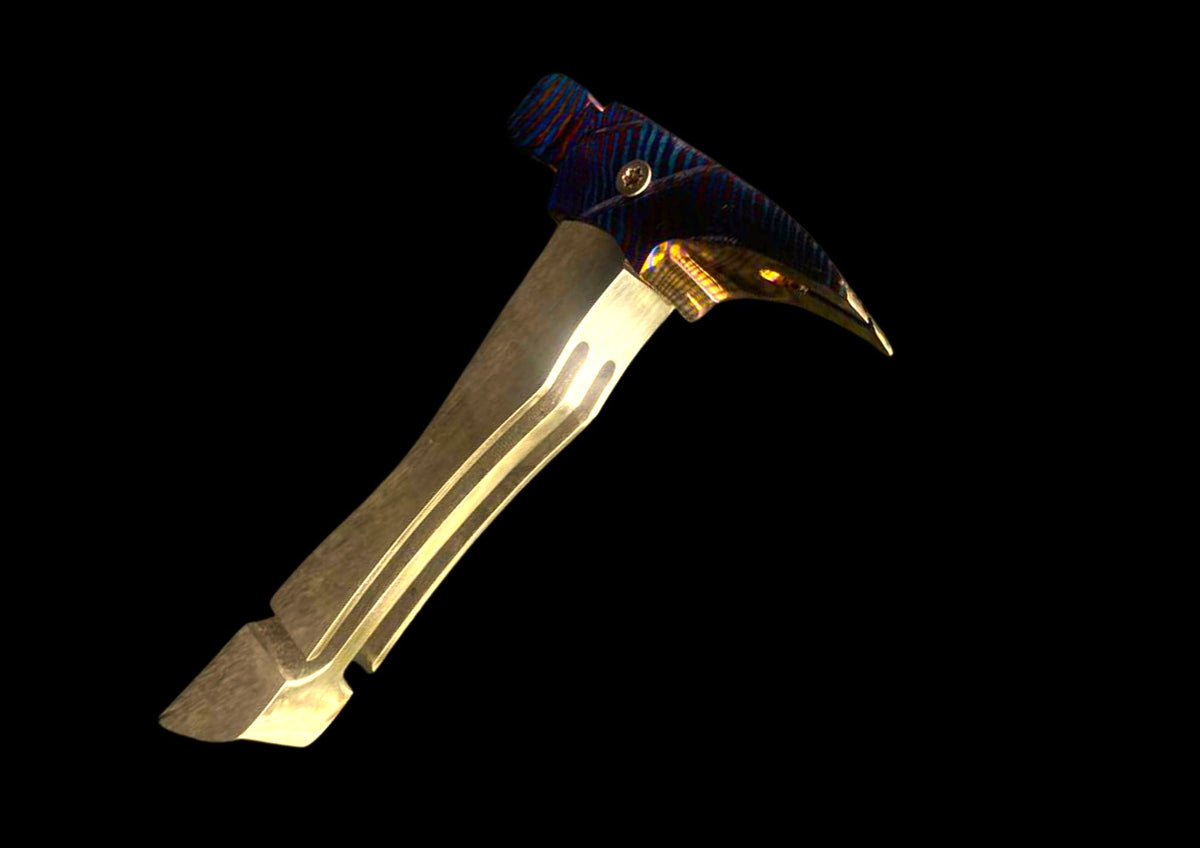 Hand Forged MokuTi Timascus Mini Hammer — Titanium Damascus EDC Collectible