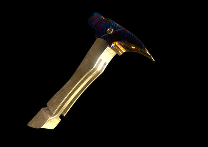 Hand Forged MokuTi Timascus Mini Hammer — Titanium Damascus EDC Collectible
