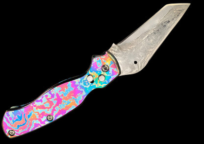 Hand Forged Auto Folding Knife with Timascus Scales