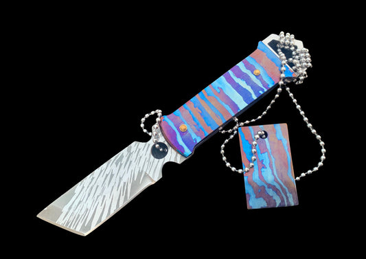 MokuTi Timascus Damascus Pendant — EDC Dog-Tag with Chain
