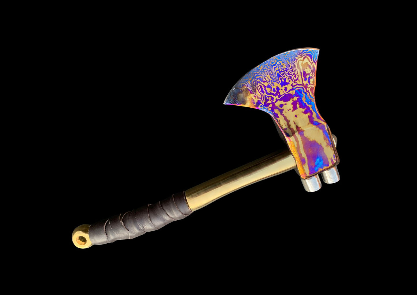 Timascus MokuTi Head Viking Axe TC4 Titanium Handle