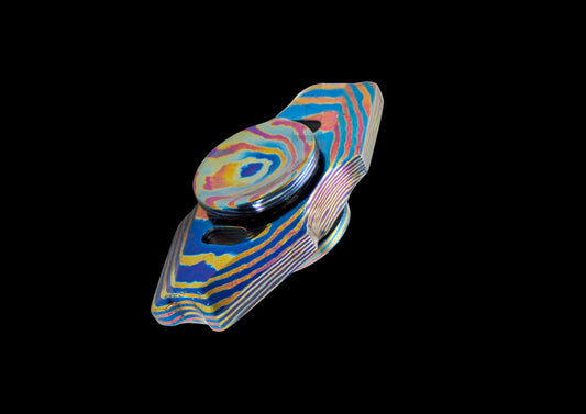 Hand-Forged Timascus Fidget Spinner – Titanium Damascus EDC Stress Spinner