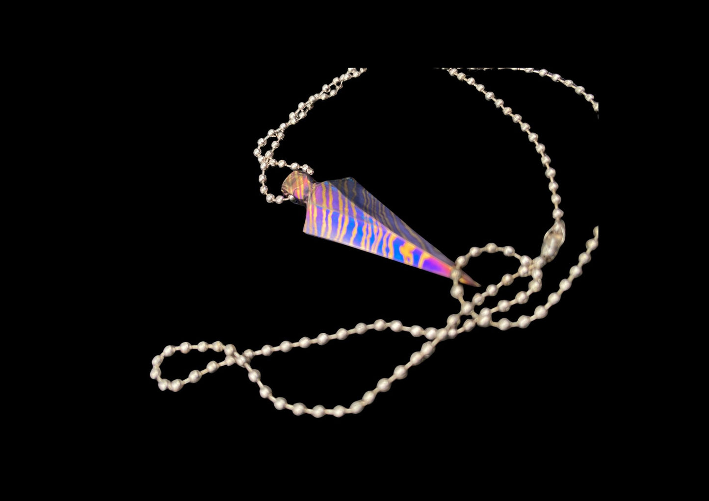 Hand Forged Timascus Arrowhead Pendant Necklace