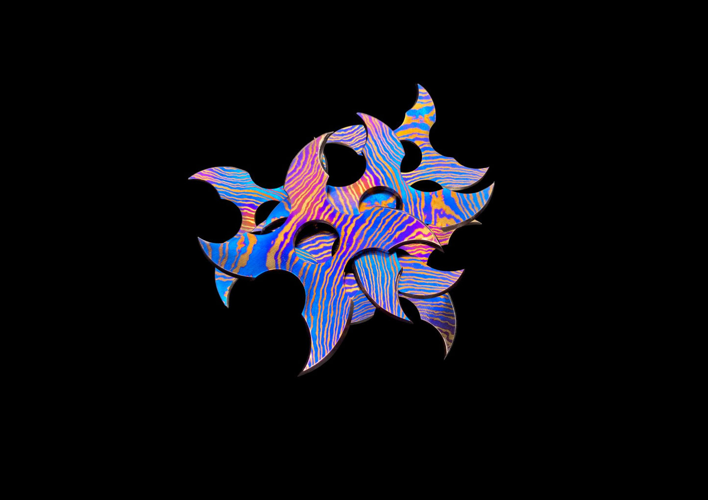 Handmade Timascus Ninja Training Stars — 3-Piece Set