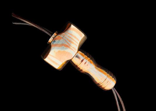 Hand-Forged Mokume Gane Hammer Pendant Necklace – Damascus Pattern