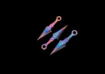 Hand Forged Mokuti Timascus Tiny Throwing Knife Set