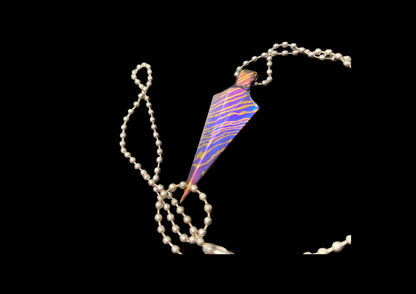 Hand Forged Timascus Arrowhead Pendant Necklace