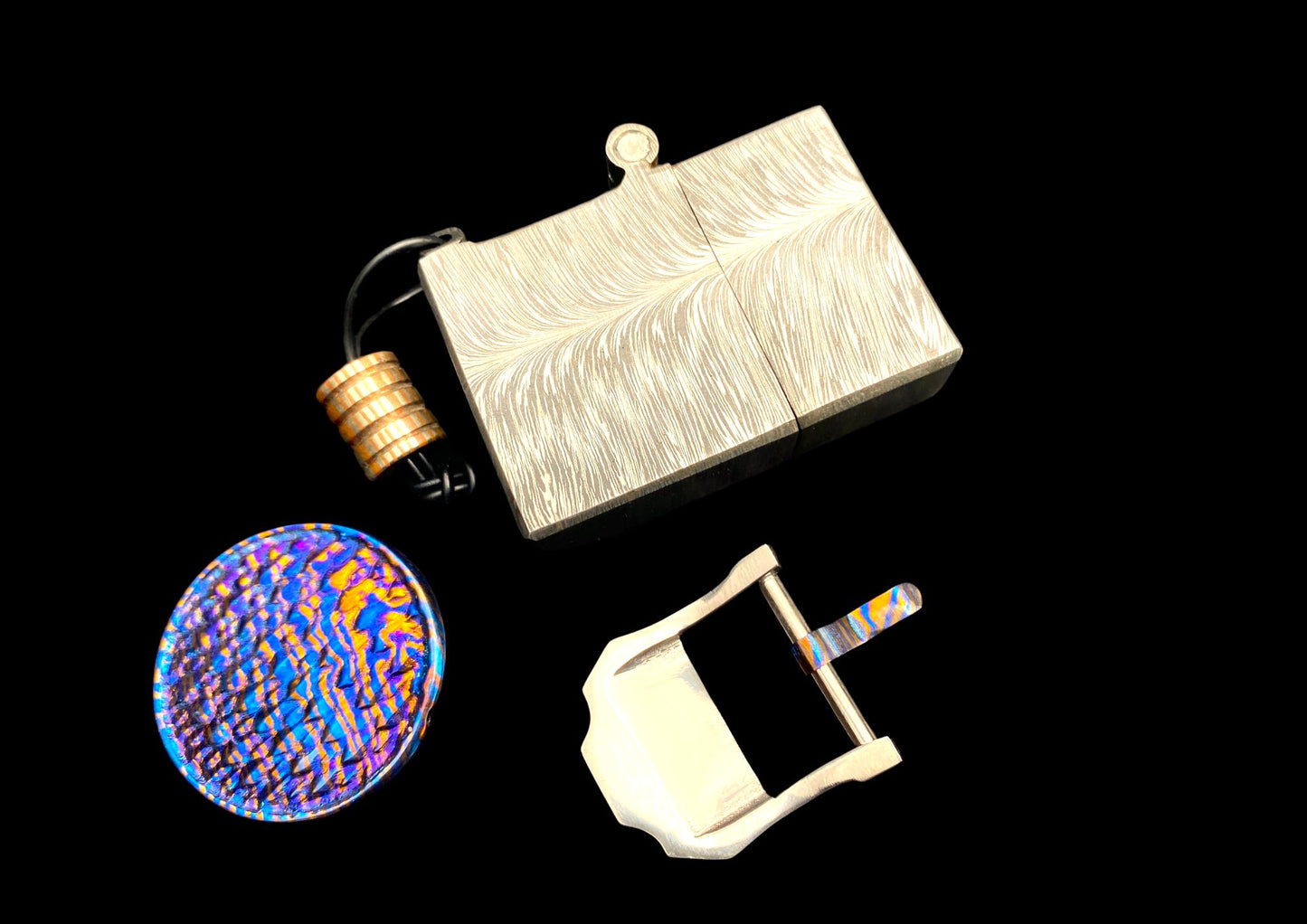 Hand Forged Mokuti Father's Day Gift Bundle — Worry Coin, Zippo Case & Watch Buckle