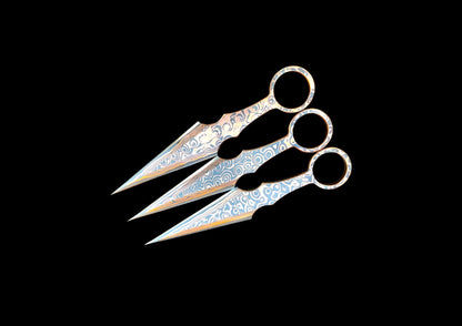 Hand Forged 3Pcs Set Copper Damascus Throwing Knives