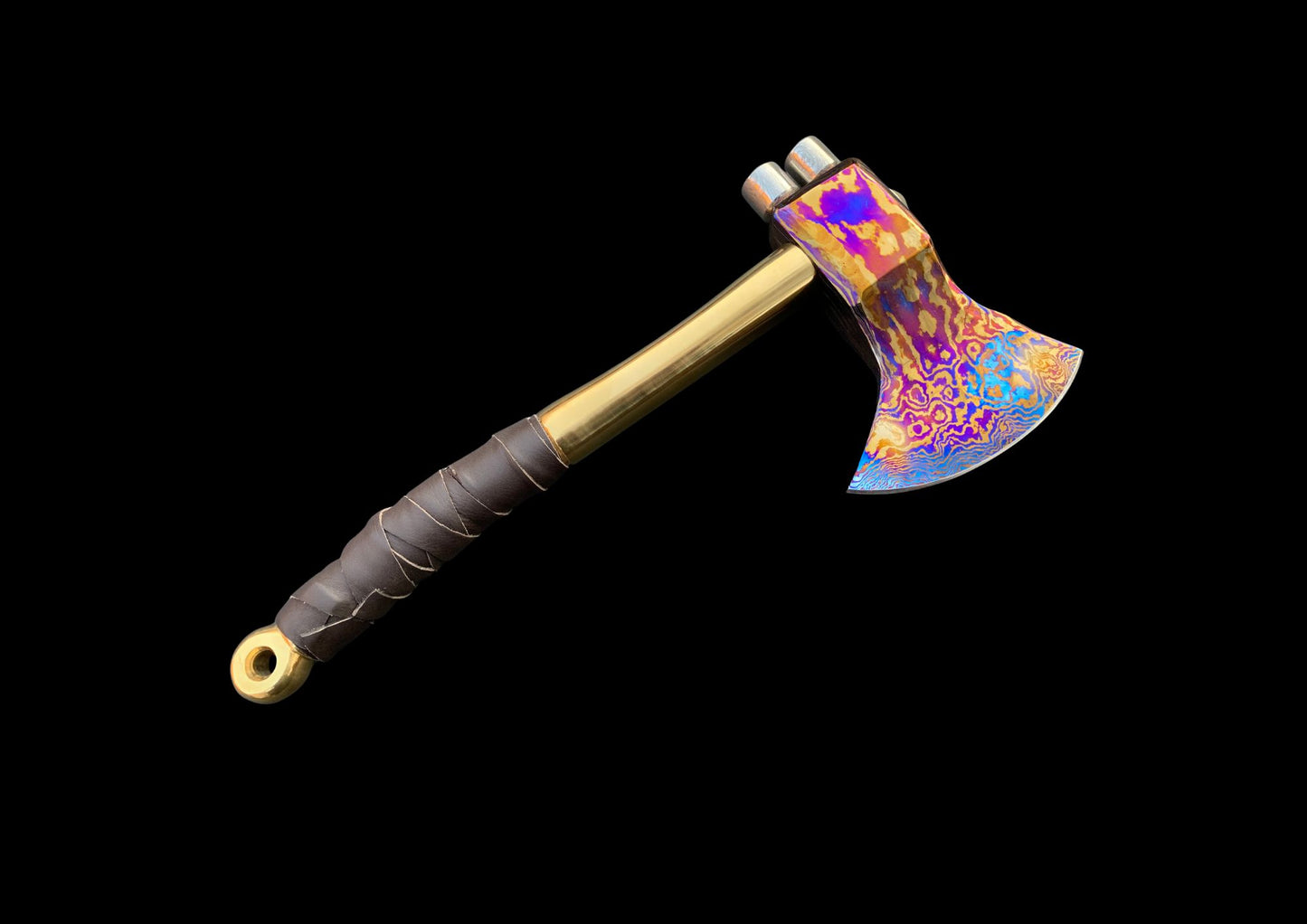 Timascus MokuTi Head Viking Axe TC4 Titanium Handle