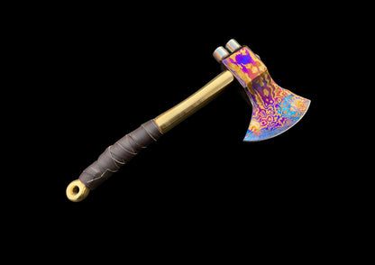 Timascus MokuTi Head Viking Axe TC4 Titanium Handle
