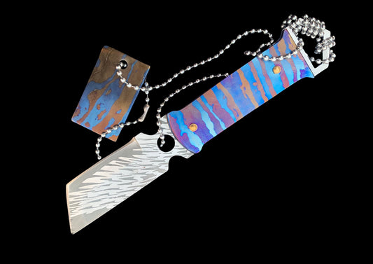 MokuTi Timascus Damascus Pendant — EDC Dog-Tag with Chain
