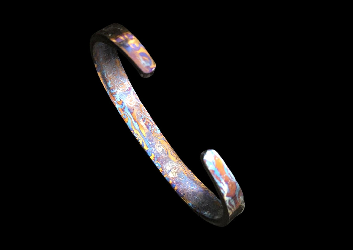 Hand Forged Raindrop Pattern Cuff Bracelet – Mokume Gane | Mokuti | Timascus | SS Damascus
