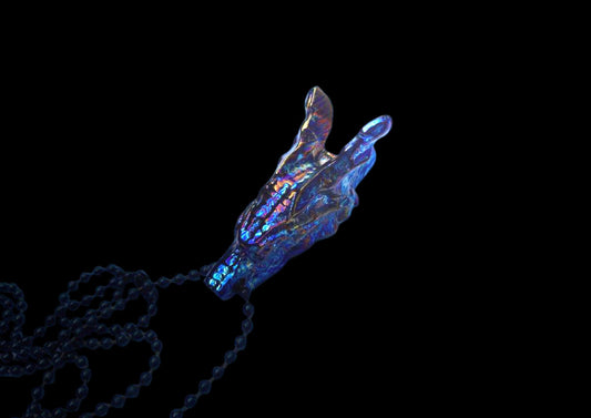 Hand Forged Timascus Dragon Head Pendant Necklace — Titanium Damascus EDC Jewelry