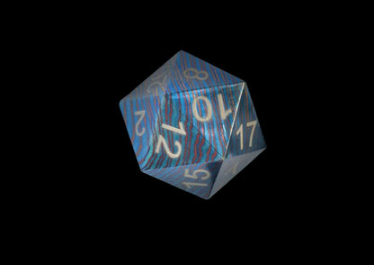 Hand Forged Timascus D20 Dice — Titanium Damascus 20-Sided RPG Gaming Die