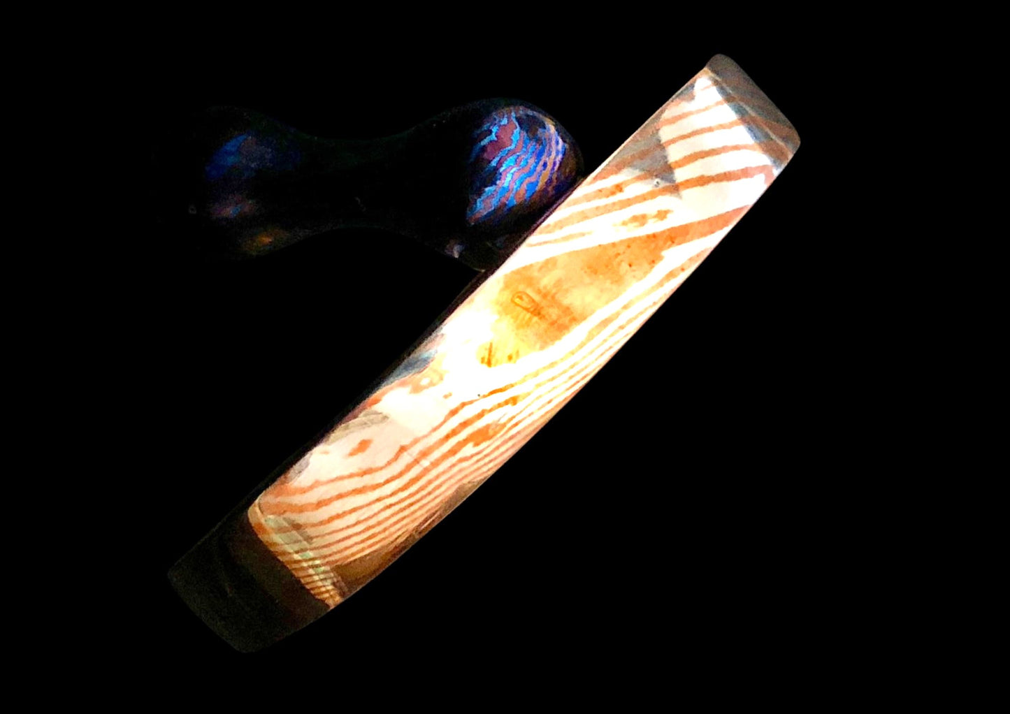 Hand Forged Hand Twist Cuff Bracelet – Mokume Gane | Mokuti | Timascus | SS Damascus