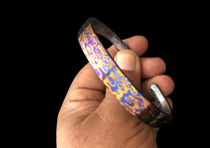 Hand Forged Raindrop Pattern Cuff Bracelet – Mokume Gane | Mokuti | Timascus | SS Damascus