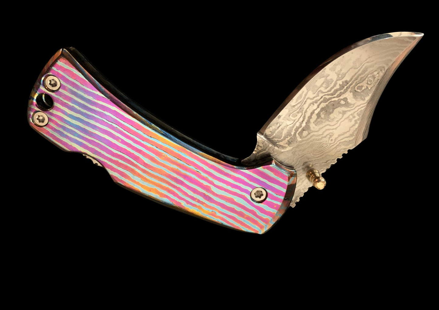 Hand Forged Lock Back Folding Knife with Timascus Scales