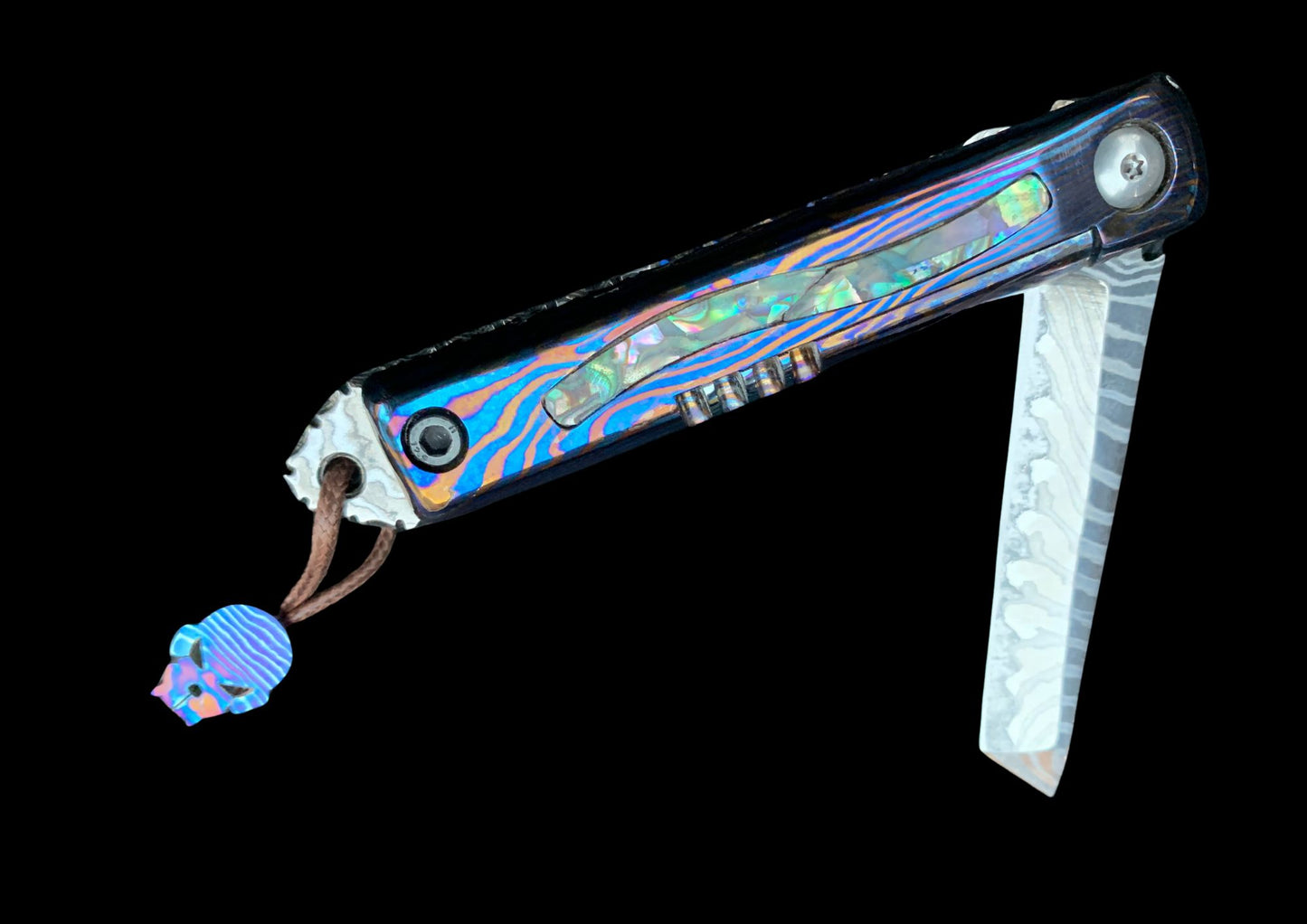 Hand Forged Timascus Scales Fruits Kitchen Knife