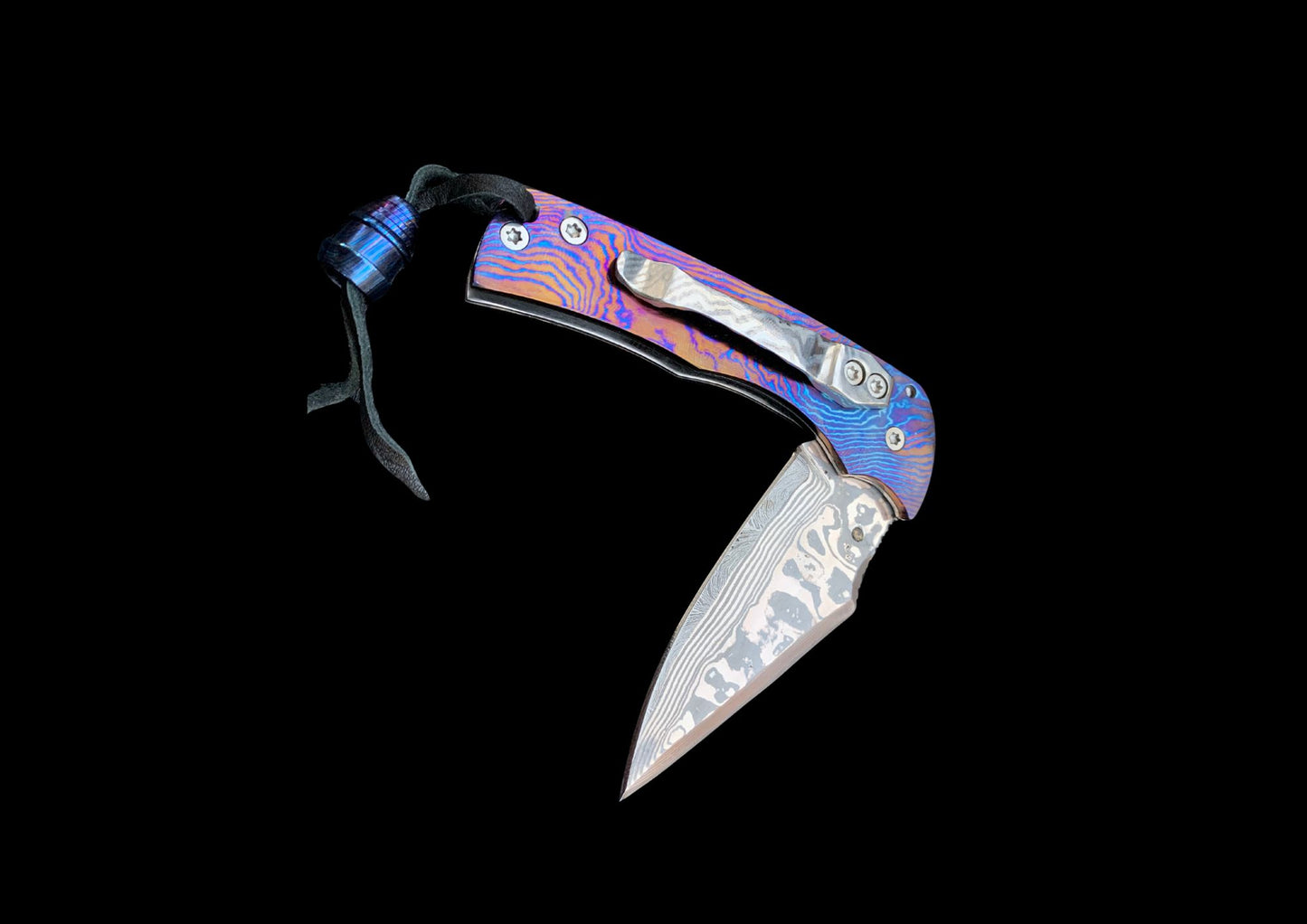 Hand Forged Timascus Frame Lock Folding Knife