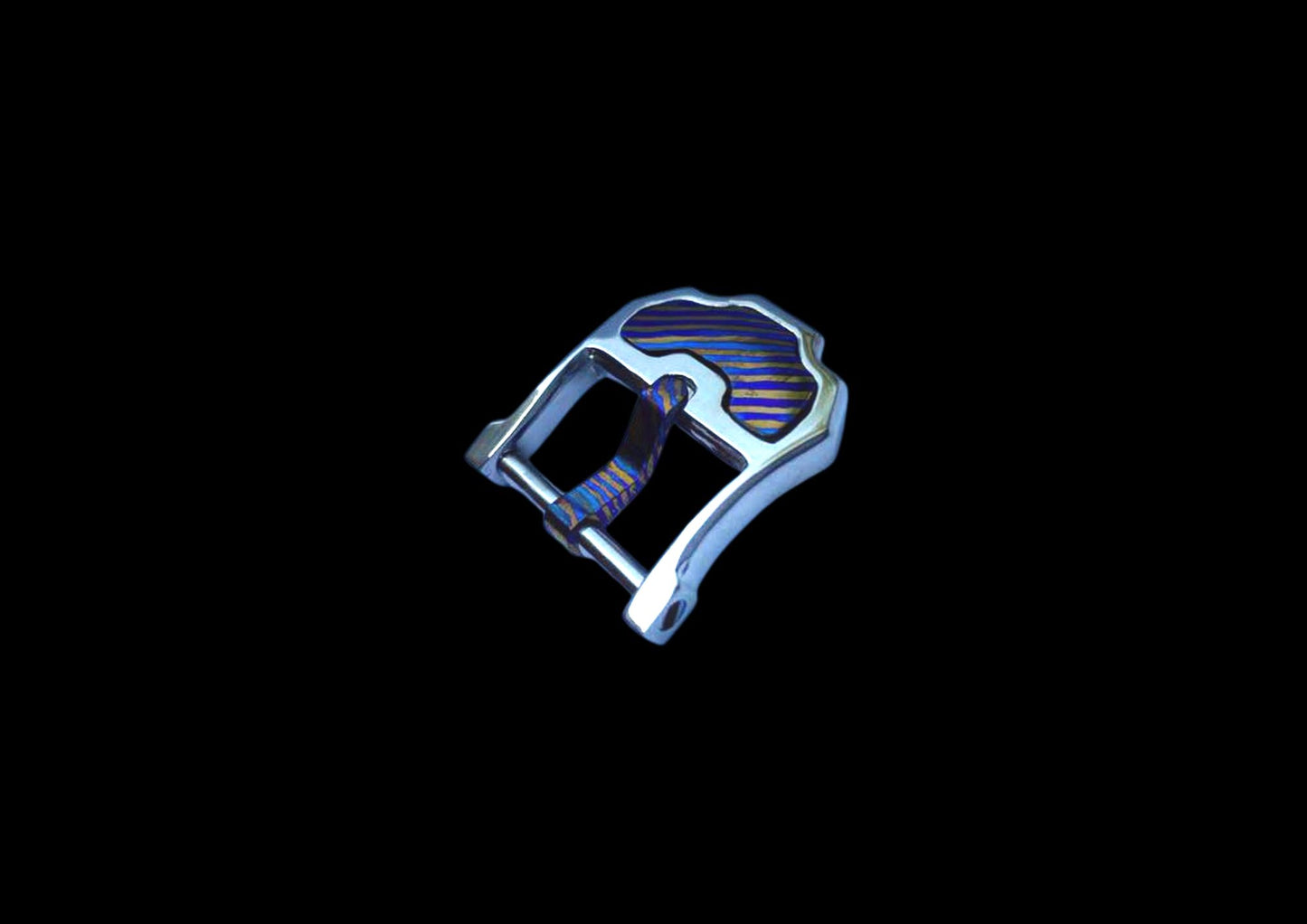 Hand-Forged 24mm Watch Buckle — TC4 Titanium with Mokuti Inlay