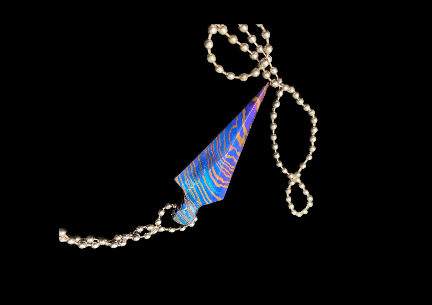 Hand Forged Timascus Arrowhead Pendant Necklace