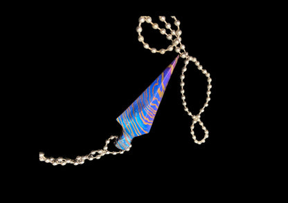 Hand Forged Timascus Arrowhead Pendant Necklace