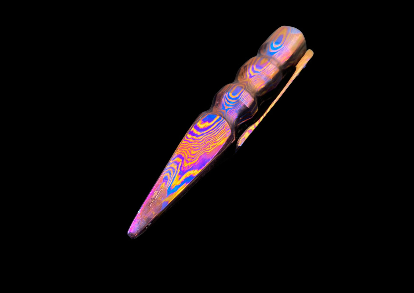 Hand-Forged Mokuti & Timascus EDC Spike with Pocket Clip