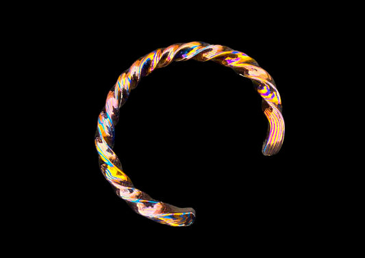 Hand Twist One of a Kind Cuff Bracelet – Mokume Gane | Mokuti | Timascus | SS Damascus