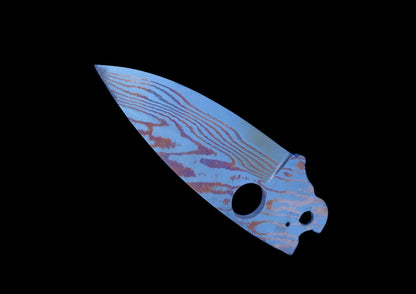 Custom Mokuti Titanium Damascus Replacement Blade for Spyderco Paramilitary 2 PM2 – Blue Copper Pattern
