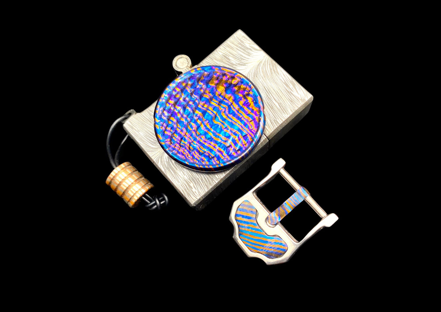 Hand Forged Mokuti Father's Day Gift Bundle — Worry Coin, Zippo Case & Watch Buckle