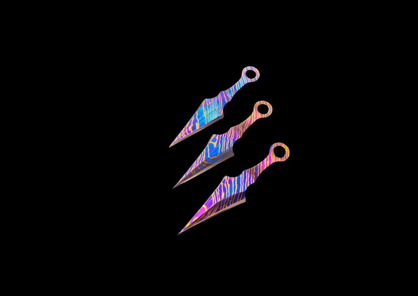 Hand Forged Mokuti Timascus Tiny Throwing Knife Set