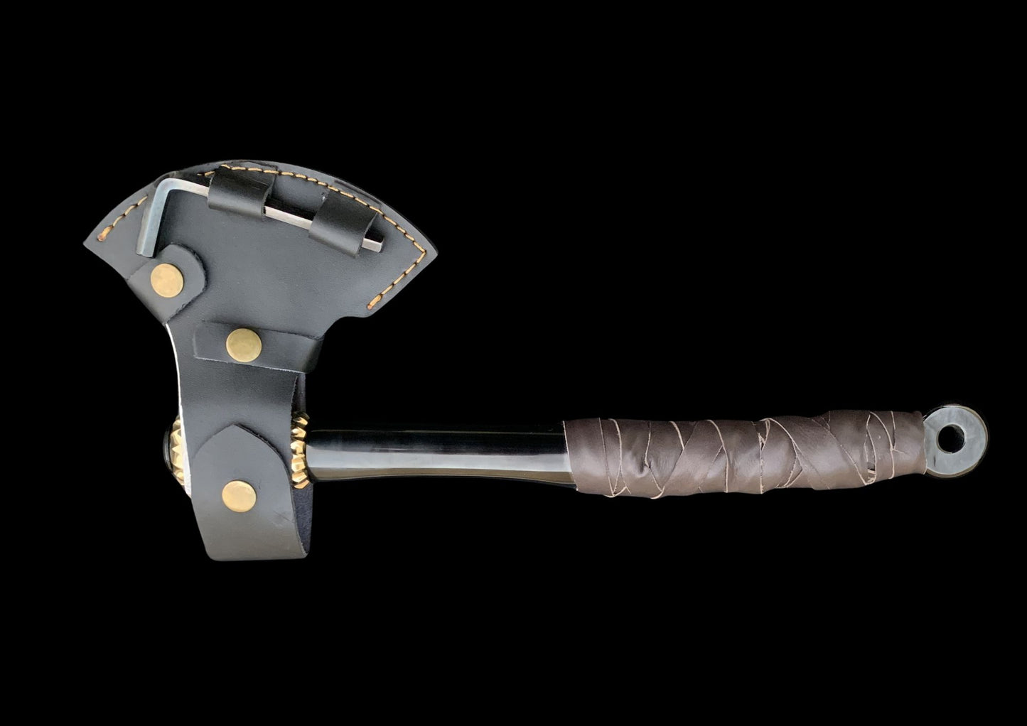 Hand Forged VG10 Damascus Camping Axe with Black Coated TC4 Titanium Handle — Limited Edition