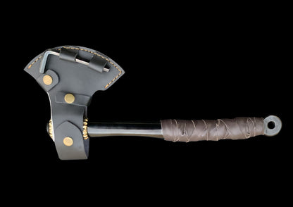 Hand Forged VG10 Damascus Camping Axe with Black Coated TC4 Titanium Handle — Limited Edition
