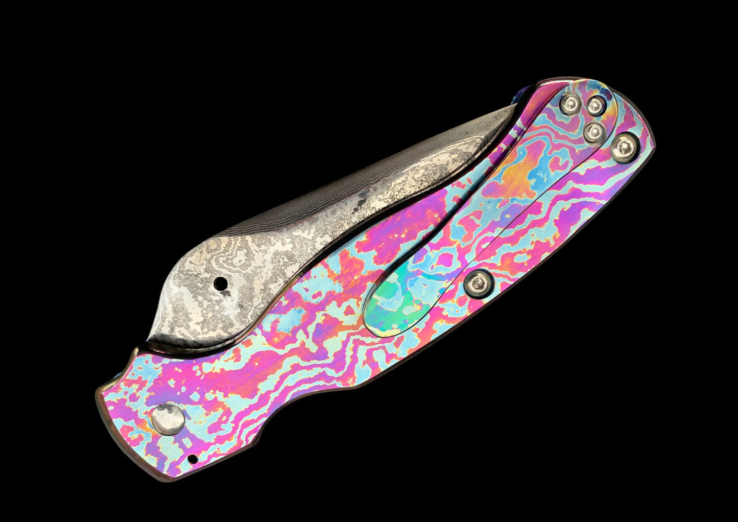 Hand Forged Auto Folding Knife with Timascus Scales