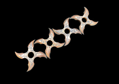 Hand Forged Copper Damascus Throwing Stars Set