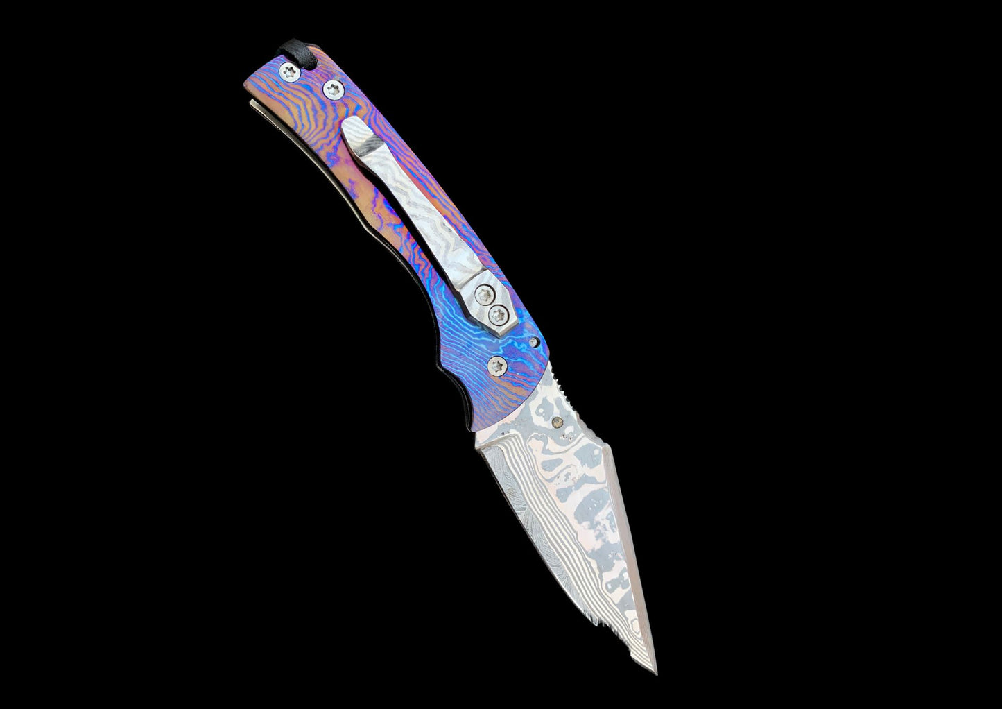 Hand Forged Timascus Frame Lock Folding Knife