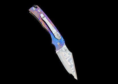 Hand Forged Timascus Frame Lock Folding Knife