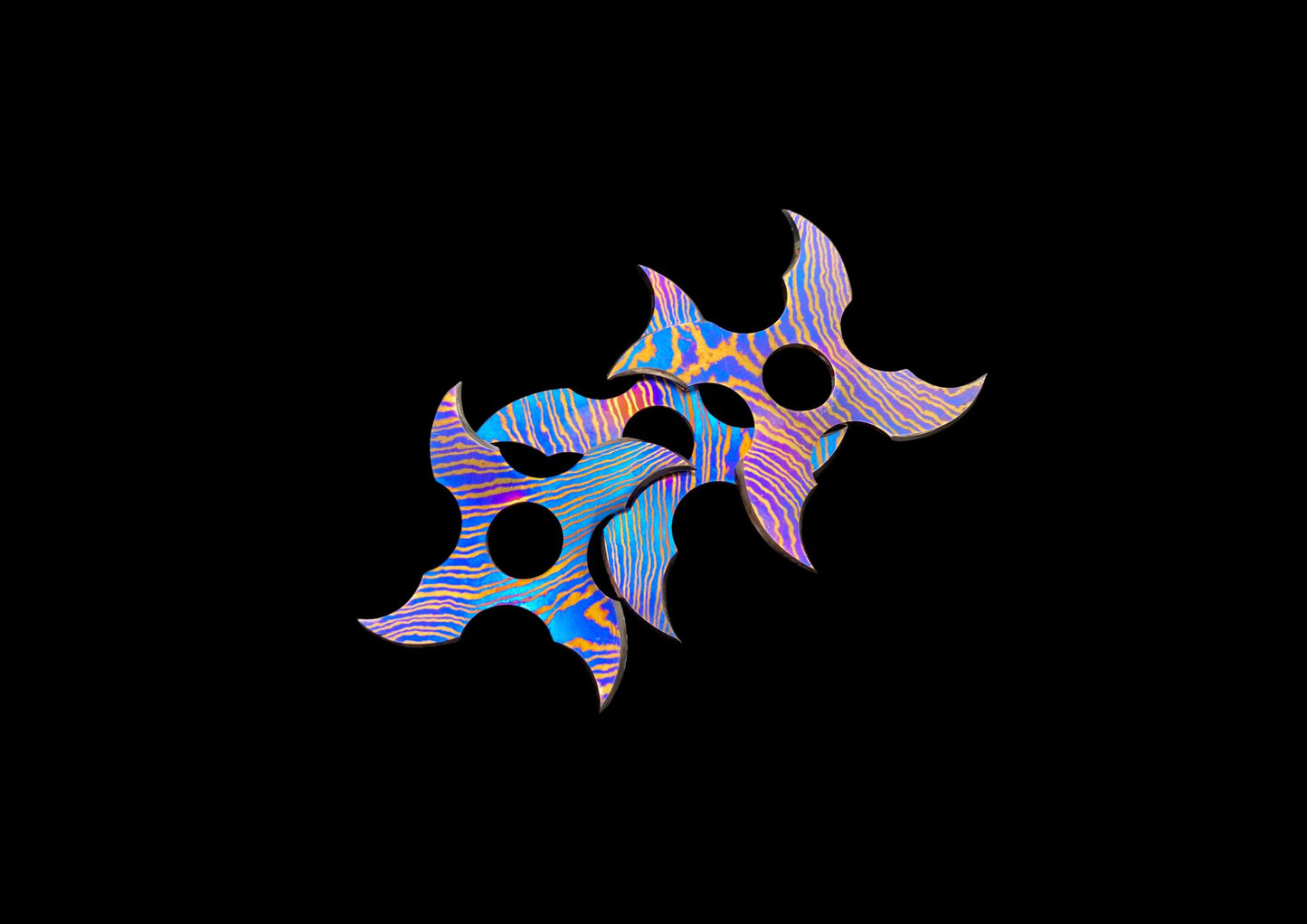 Handmade Timascus Ninja Training Stars — 3-Piece Set