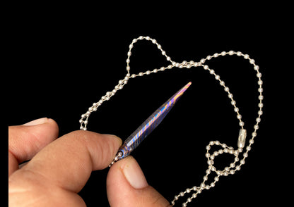 Hand Forged Timascus Arrowhead Pendant Necklace