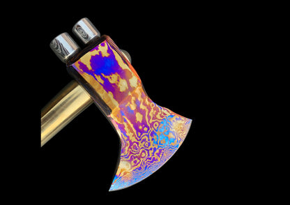 Timascus MokuTi Head Viking Axe TC4 Titanium Handle