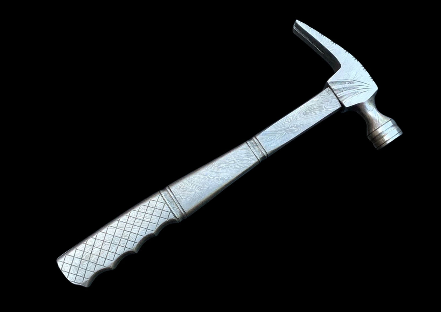 Standard Size Damascus Steel Hammer — Hand Forged