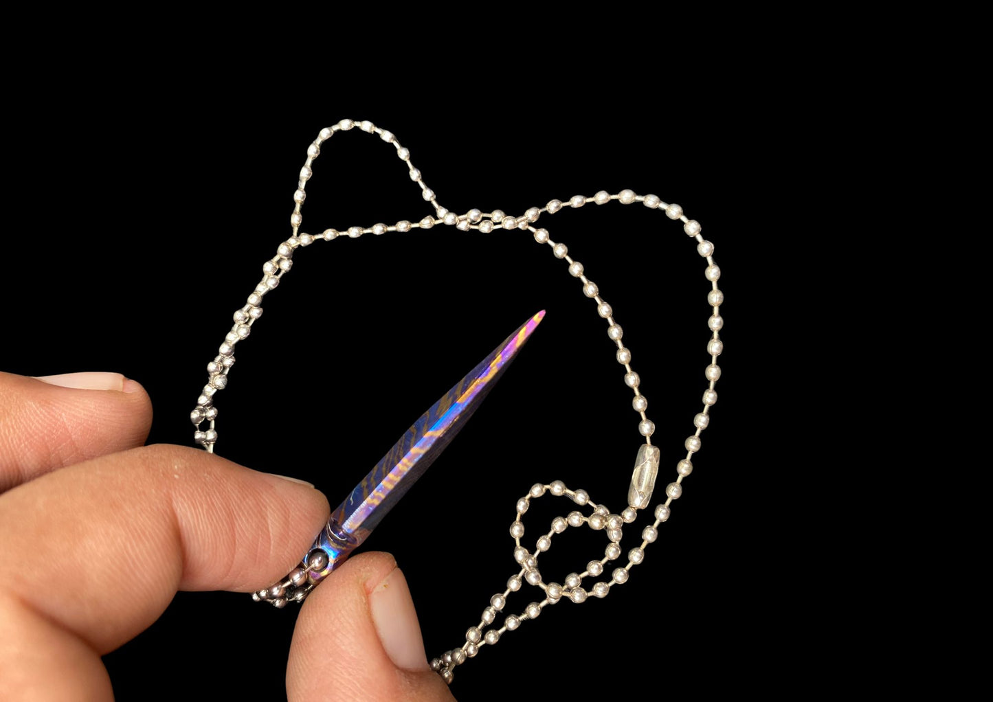 Hand Forged Timascus Arrowhead Pendant Necklace