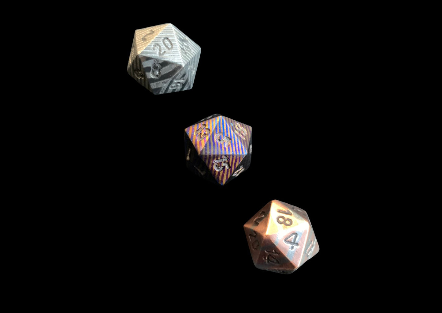 Hand Forged Mokuti SS Damascus DnD Dice Set