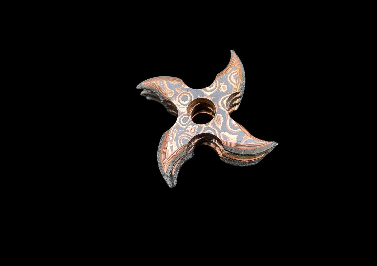 Hand Forged Copper Damascus Throwing Stars Set