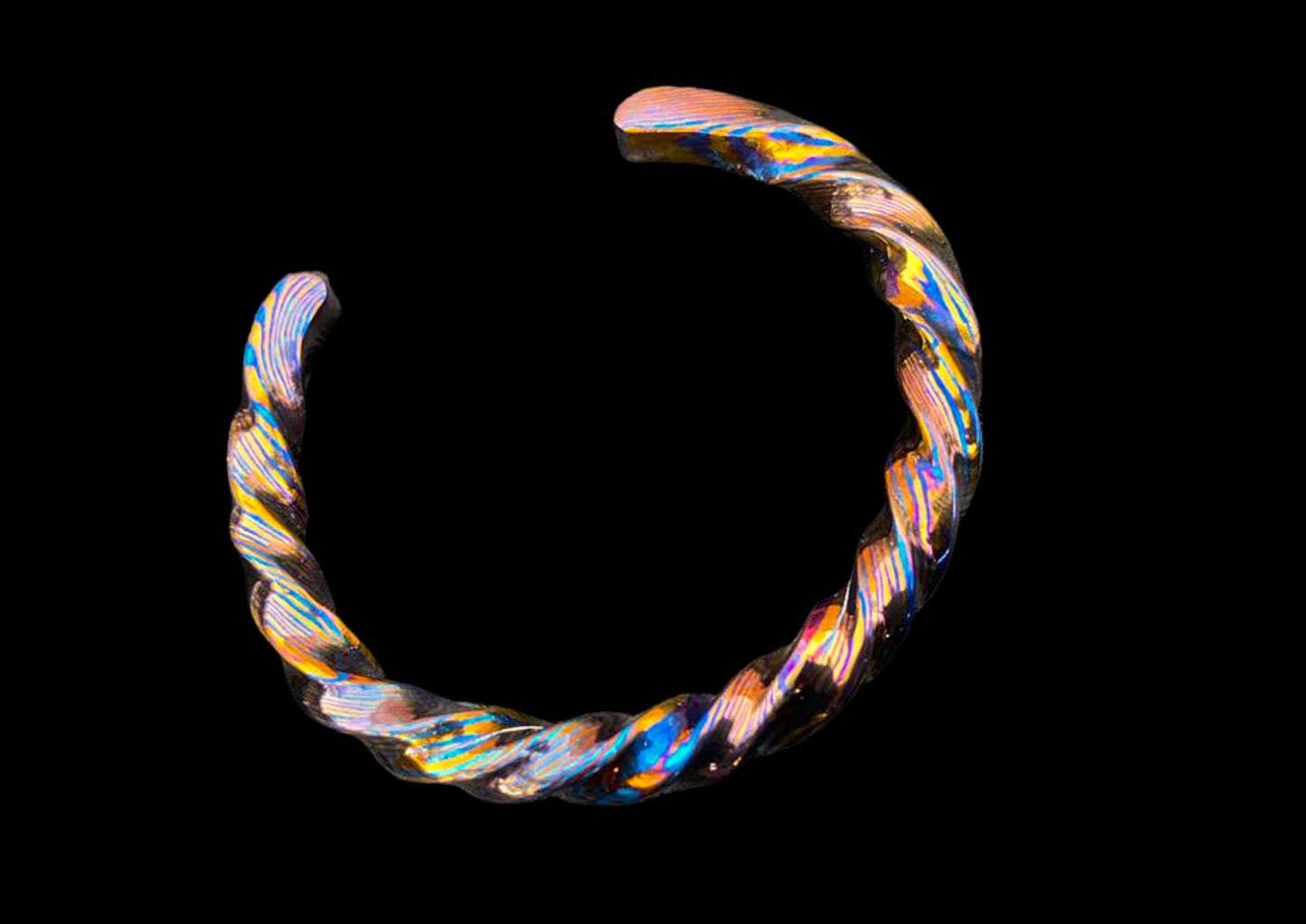 Hand Twist One of a Kind Cuff Bracelet – Mokume Gane | Mokuti | Timascus | SS Damascus