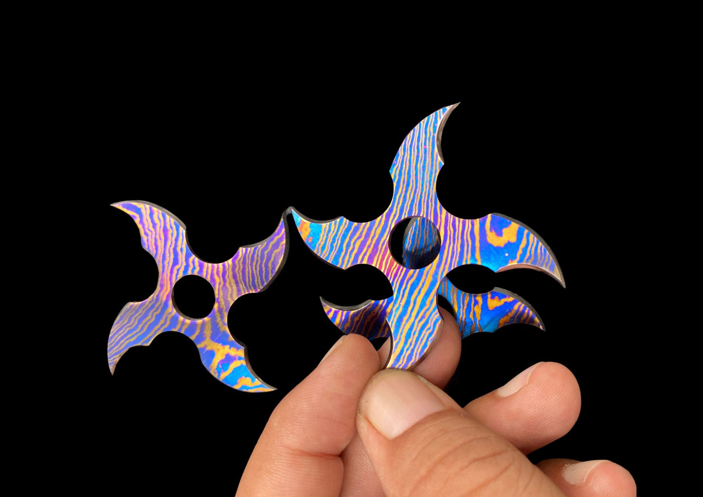 Handmade Timascus Ninja Training Stars — 3-Piece Set